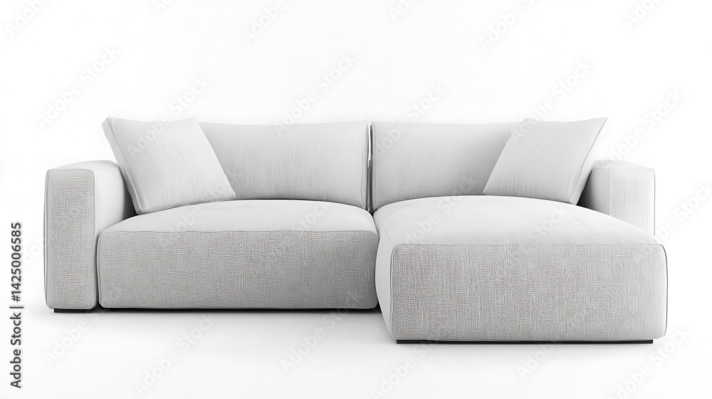 Naklejka premium A white sectional sofa with a patterned fabric