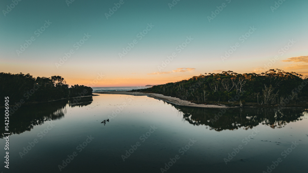 Fototapeta premium Breathtaking Aerial Drone Photos of Berrara, Jervis Bay, NSW, Australia. Pristine Beaches, Ocean Views & Lush Coastal Forests