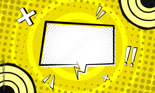 blank Comic speech bubble, vintage pop art halftone background
