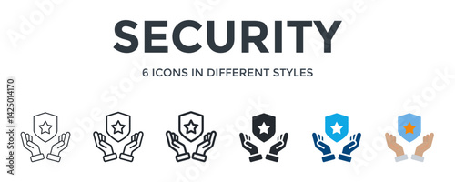 Security  Icon In Different Style Vector Illustration. Designed In Thin Line, Regular Line, Bold Line, Glyph, Color Fill, And Flat Style Can Be Used For Web
