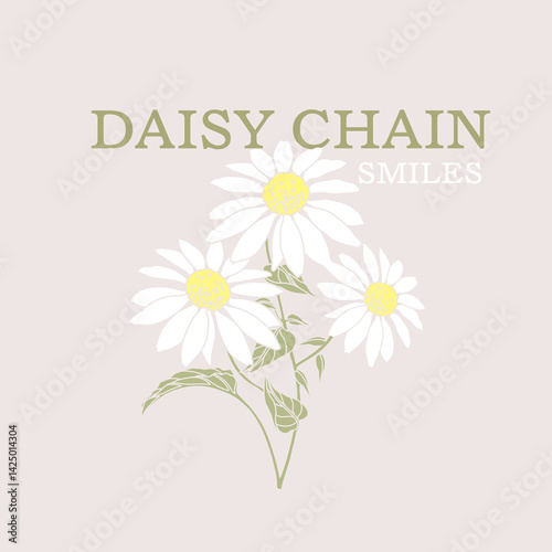Daisy Chain Smiles - Floral Typography Graphic for T-Shirt Print
