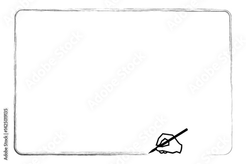 中にテキストを入れるための、手書き風の枠と鉛筆
