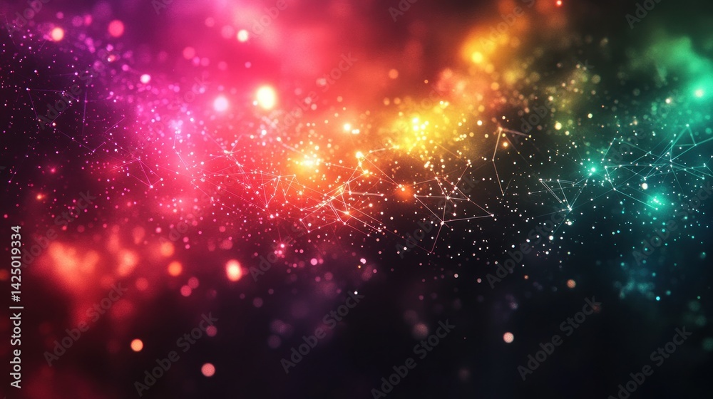 Vibrant digital nebula with interconnected particles Vibrant digital nebula with interconnected particles