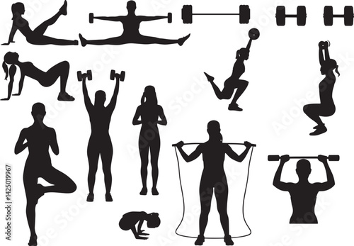 silhouettes of people doing yoga