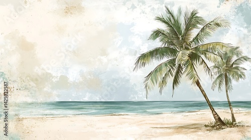 Tropical Beach Palm Trees.