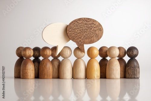 Diversity conversation wooden figures crowd illustration interaction dialogue communication