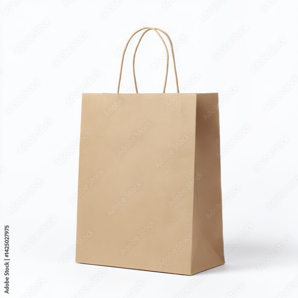 Paper shopping bag with handles on white background Paper shopping bag with handles on white background