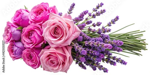 Double Exposure: Pink Roses & Lavender Bouquet, Provence Floral Photography, Romantic Image