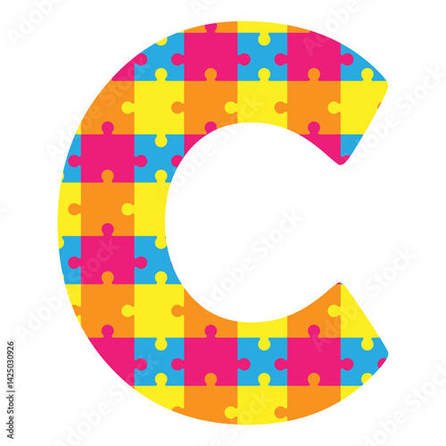 colorful puzzle alphabet C