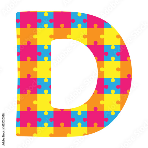 colorful puzzle alphabet D