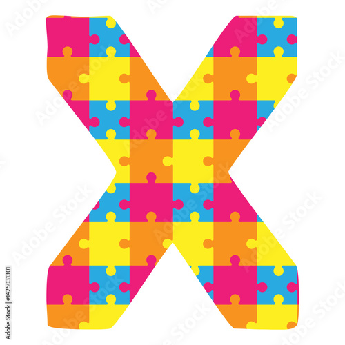 colorful puzzle alphabet x