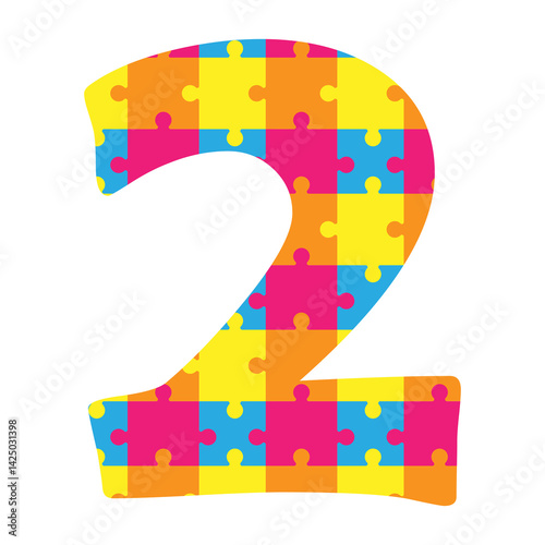 colorful puzzle pieces number two