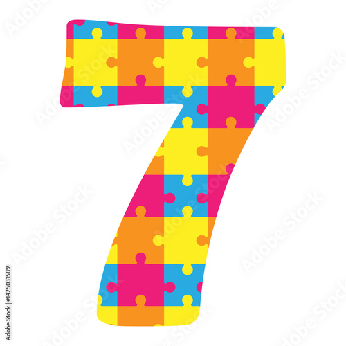 jigsaw puzzle pieces number seven