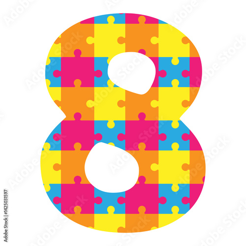 colorful puzzle background number eight