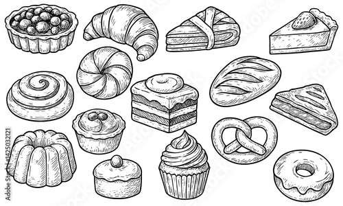 Hand Drawn Bakery Pastry Collection