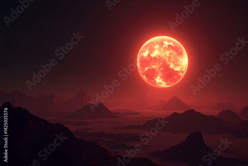 A Captivating Digital Rendition of Mars Radiating with Intense Light Amidst the Cosmic Expanse of Deep Space Revealing a Planetary Glow