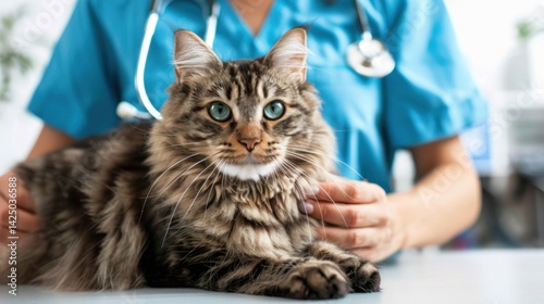 A veterinarian demonstrating proper grooming techniques to a cat owner.
