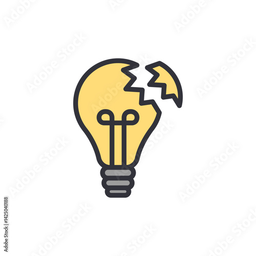 Broken bulb colored icons, minimalist vector illustration ,simple transparent graphic element .Isolated on white background