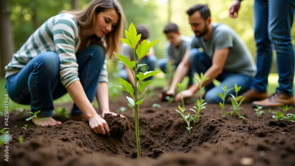 custom made wallpaper toronto digitalA Group of People Planting Saplings Together as Part of a Community Peace Drive and Environmental Conservation Effort in a Sunny Outdoor Setting