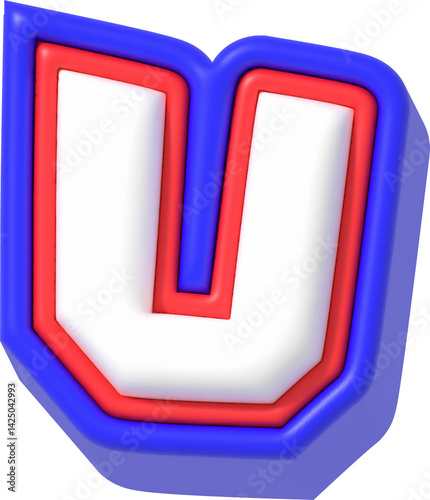 Letter U, Super Cartoon 3D Lettering