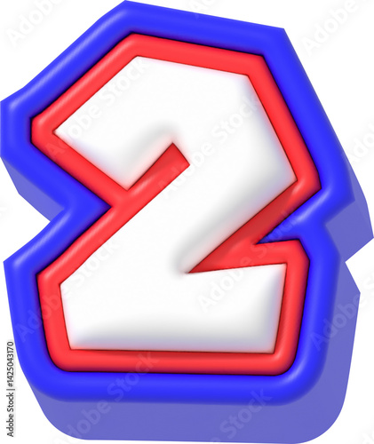 Number 2, Super Cartoon 3D Lettering