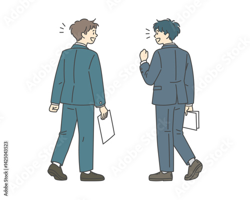 スーツ姿の男性の会話
