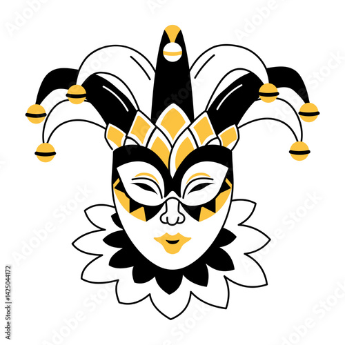 A hand drawn style illustration of a carnival mask 
