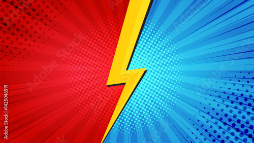 Versus comic background. Superhero fight comic pop art retro battle design background. Versus screen for competition. Cartoon versus halftone banner