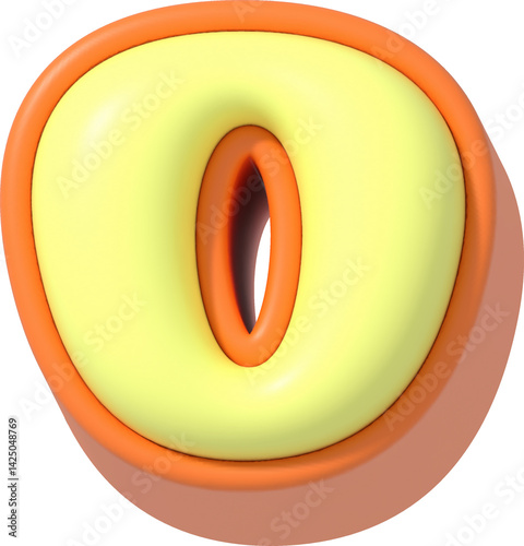 Number 0, Cartoon Pastel 3D Lettering