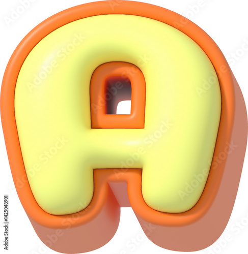 Letter A, Cartoon Pastel 3D Lettering