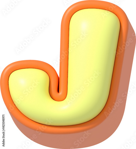 Letter J, Cartoon Pastel 3D Lettering