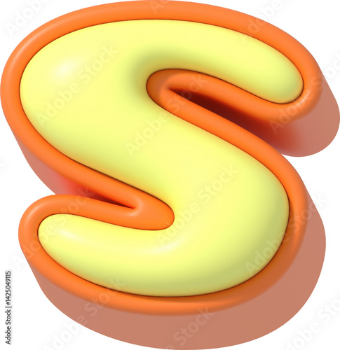 Letter S, Cartoon Pastel 3D Lettering