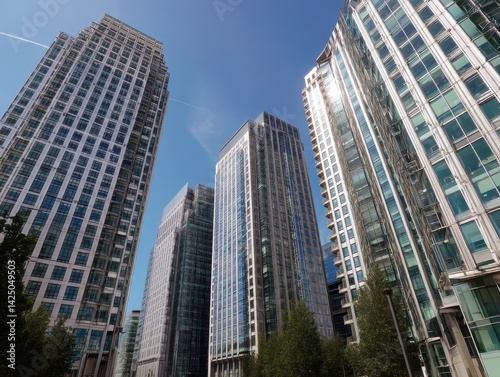 Cityscape marvel rising high capturing the architectural style under the bright sky with urban charm