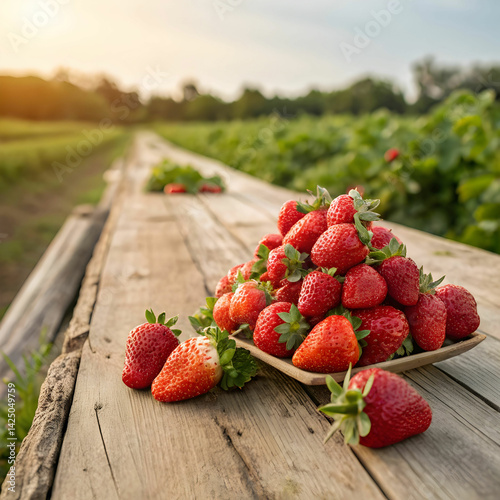fresh strawberries on a wooden table farmed organ