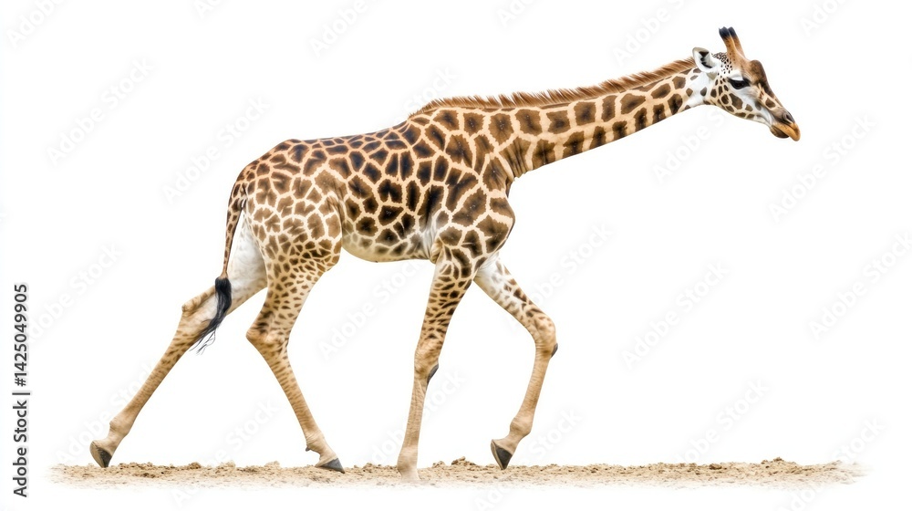 Fototapeta premium Giraffe walking on sand