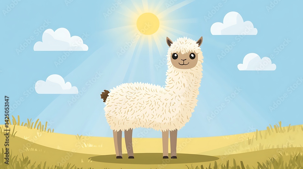 Fototapeta premium Happy Alpaca Sunny Meadow. (2)