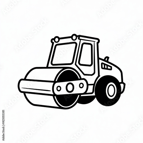 Simple steamroller vector graphic for civil engineering and construction themes