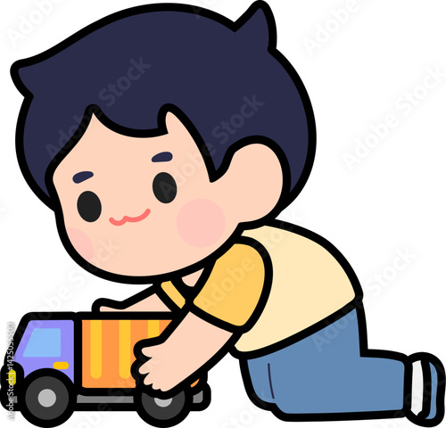Group of Happy Kids Playing with Toys – Kindergarten Life Scene