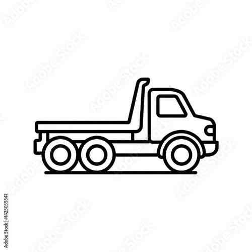 Flatbed ump truck construction vehicle for heavy equipment hauling materials and industrial transport graphics