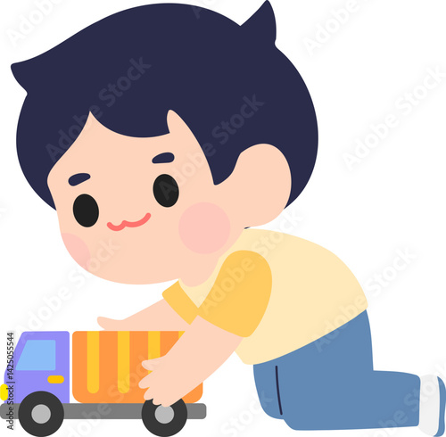 Group of Happy Kids Playing with Toys – Kindergarten Life Scene