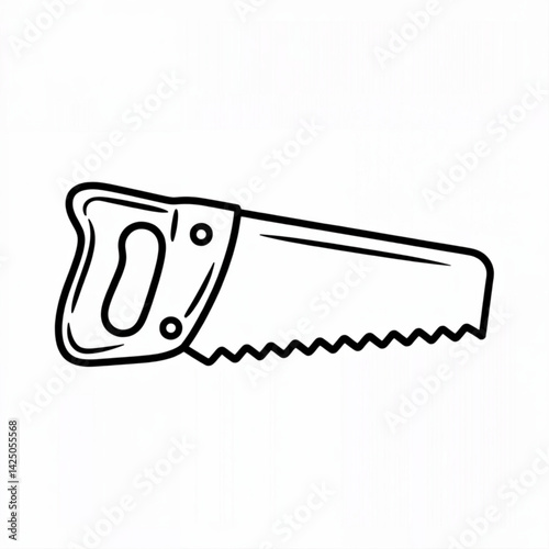 Hand saw outline illustration for woodworking tools carpentry equipment and construction vector graphics