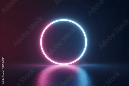 Wallpaper Mural Abstract Realistic Render of Pulse Light Ring Synced to Beat with Reflective Surface, Neon Illumination, and Futuristic Design Elements for Modern Aesthetics Torontodigital.ca