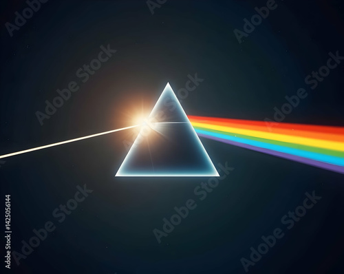 Obraz na płótnie Abstract representation of light dispersion, showcasing refraction through a prism and the creation of a vibrant spectrum against a celestial canvas w salonie