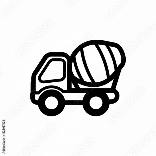 Concrete cement mixer truck icon for construction vehicles heavy machinery and building site transportation