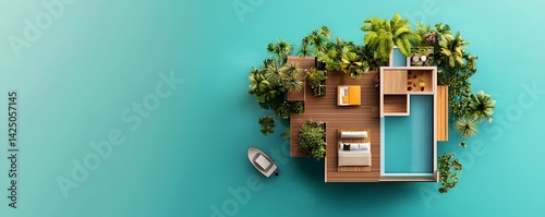 Floating Luxury Overwater Villa Surrounded by Turquoise Lagoons and Vibrant Coral Reefs in a Tropical Paradise