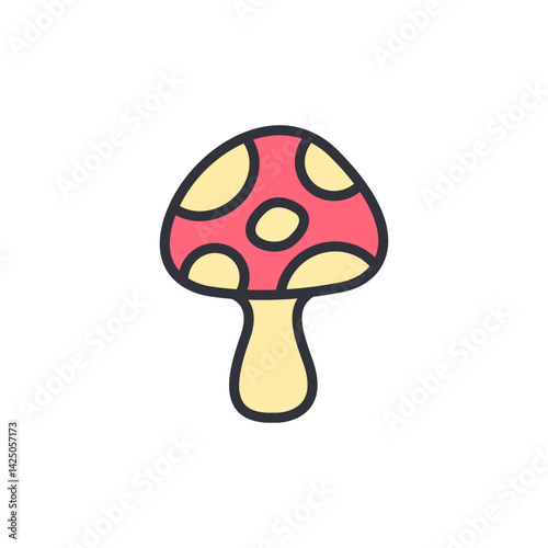 Mushroom colored icons, minimalist vector illustration ,simple transparent graphic element .Isolated on white background