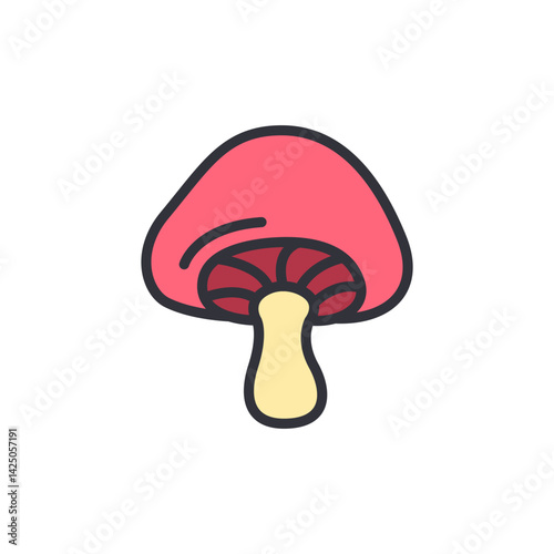 Mushroom colored icons, minimalist vector illustration ,simple transparent graphic element .Isolated on white background
