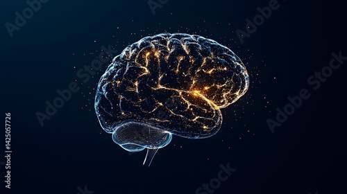 Glowing Futuristic Brain Composed of Intricate Superfoods Patterns A Digital Depicting the Cerebral Cortex and Neural Network of the Human Mind in a Visually Captivating and Conceptual Manner