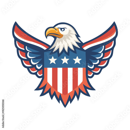 American eagle with American flag