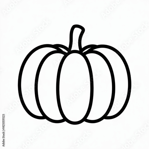 Pumpkin outline illustration for autumn harvest halloween decorations and seasonal vegetable graphics
